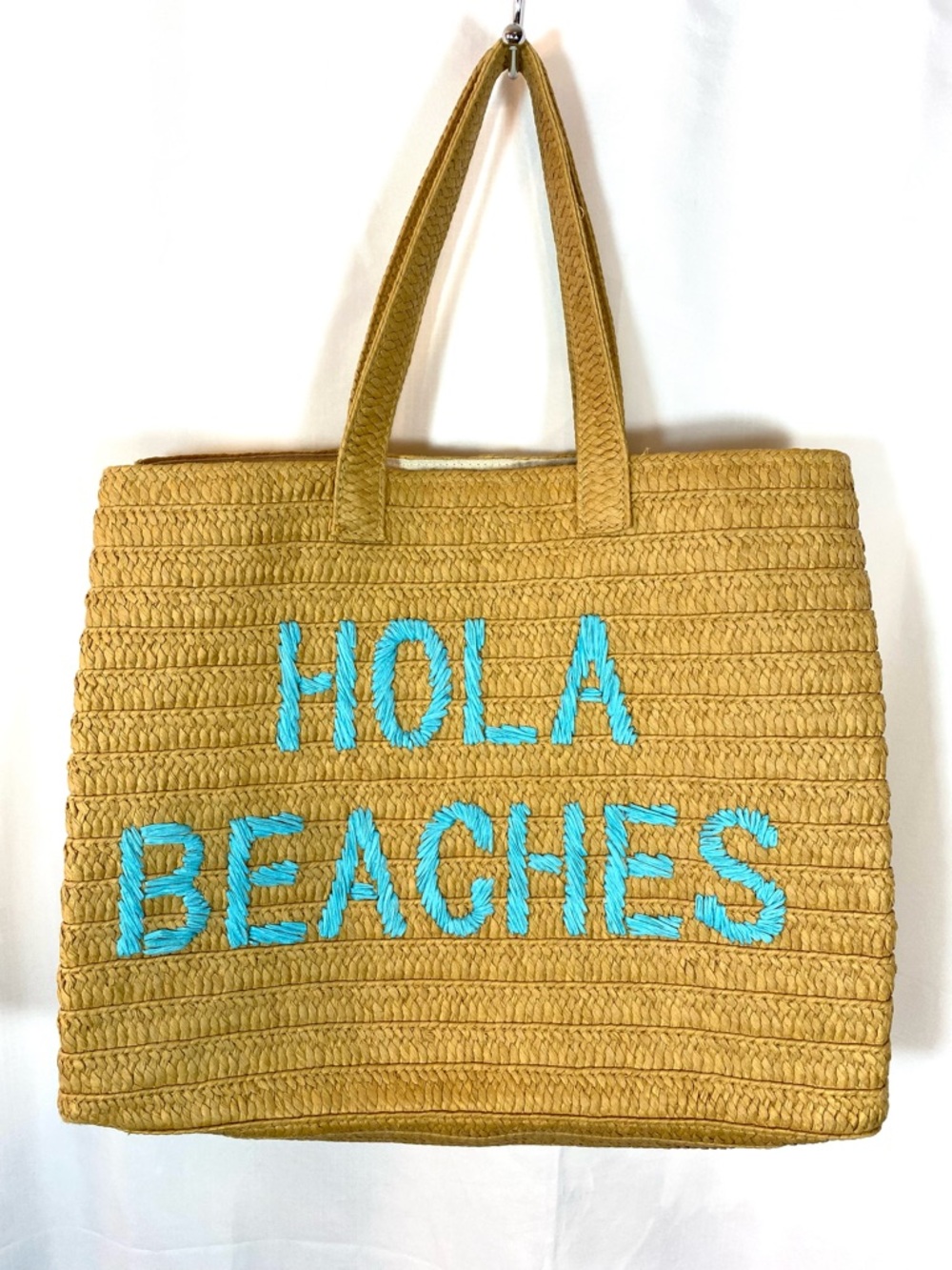 BTB California Hola Beaches Straw Tote - Turquoise - Picture 2 of 9